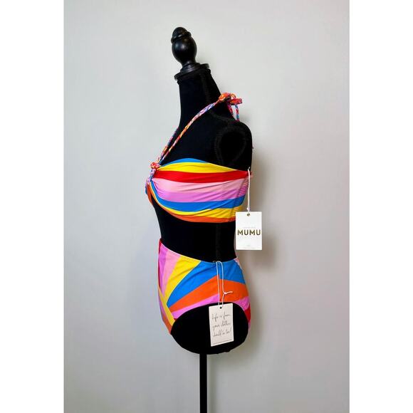 Show Me Your Mumu Swim Palma Bottom in Rainbow Key Large Lined Stretch Swim - Picture 4 of 5